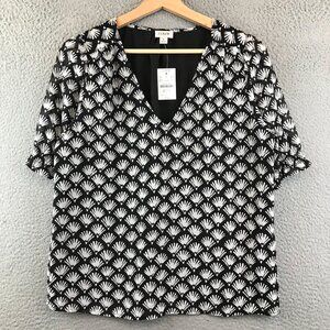 New J.Crew Womens Black & White Patterned Blouse Size S